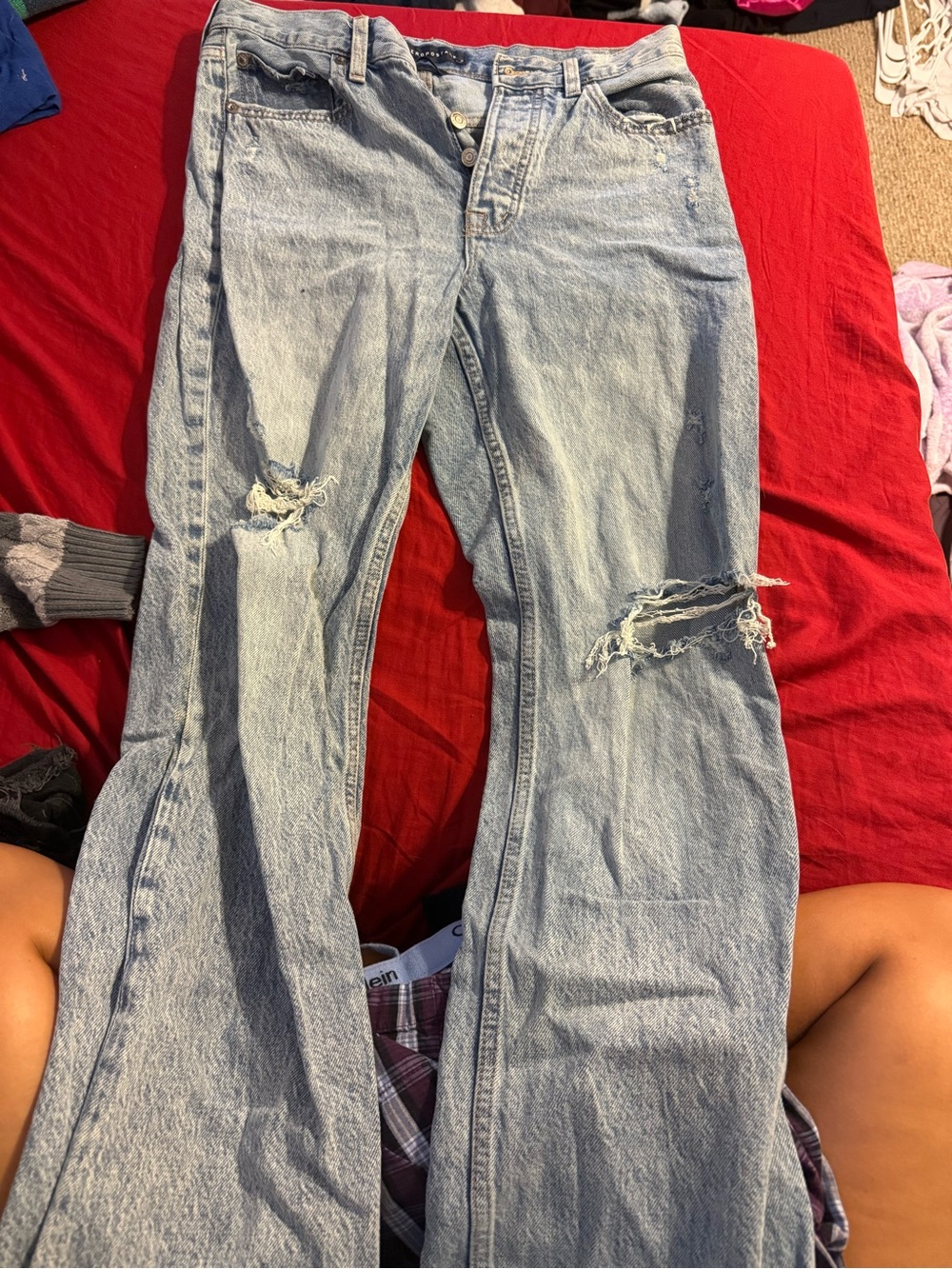 Aeropostale Light Blue Distressed Flare Jeans